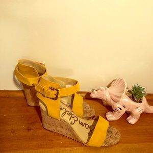 Sam Edelman yellow Cork Wedges